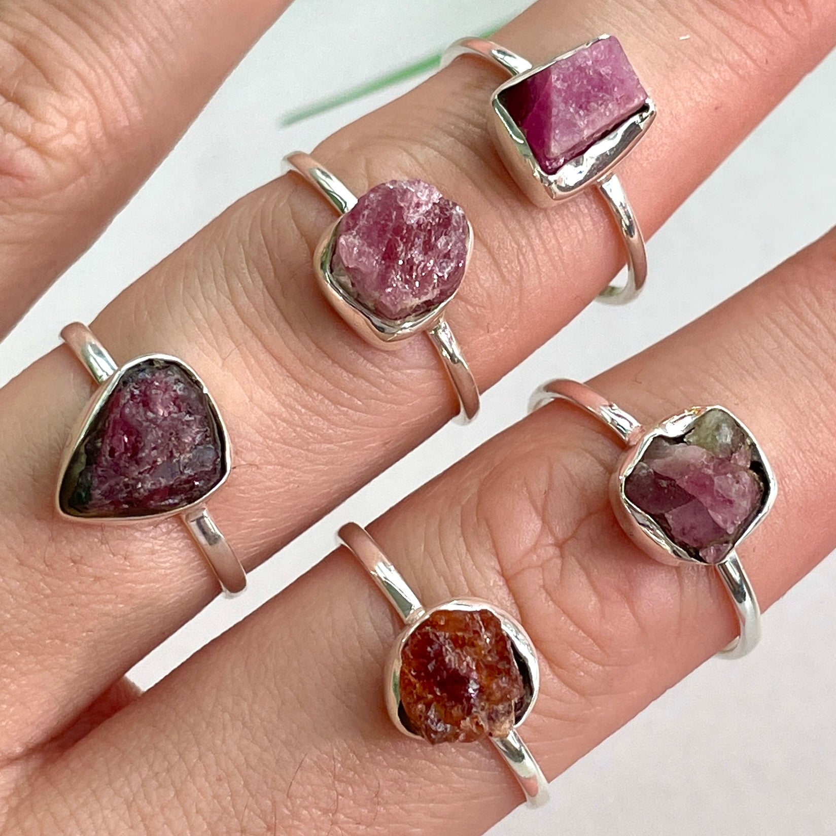 Pink Tourmaline - Rough - St.Silver Ring Pink Tourmaline - Rough - St.Silver Ring